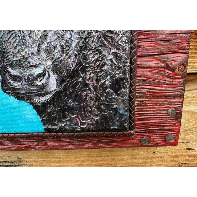 Curley Boy~ Willie Britt, Original Acrylic Painting, "Curly Boy" Scrappy Young Bull Is Always Looking for Someone to Spar With. For Sale - Image 6 of 7