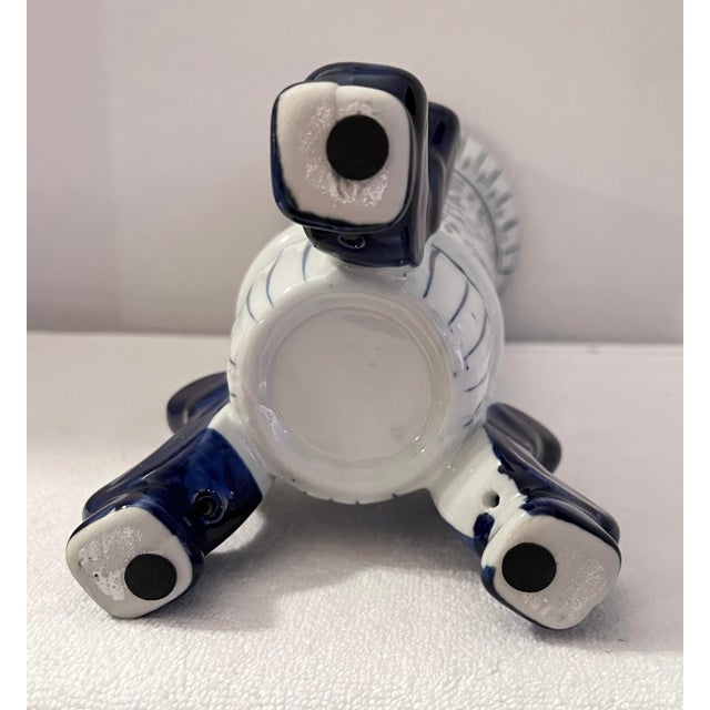 Chinoiserie Chinoiserie Footed Porcelain Vase Cobalt Blue White Floral Reticulated Rim 14"h Pair Available For Sale - Image 3 of 9