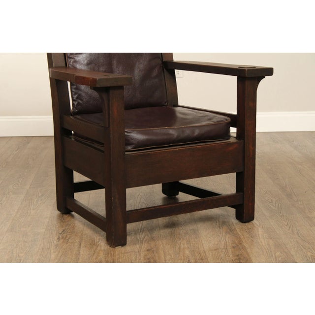 Antique Mission Oak Lounge Chair For Sale - Image 4 of 12