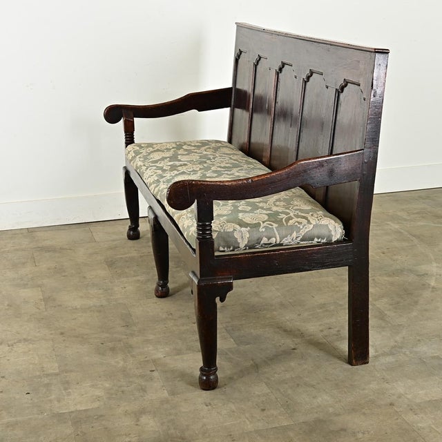 English 18th Century Carved Oak Hall Bench For Sale - Image 11 of 12