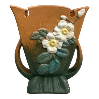 1940's Roseville White Rose Vase For Sale