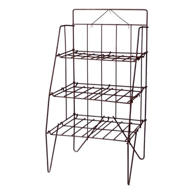 Mid 20th Century Collapsible Wire Shelf Rack For Sale