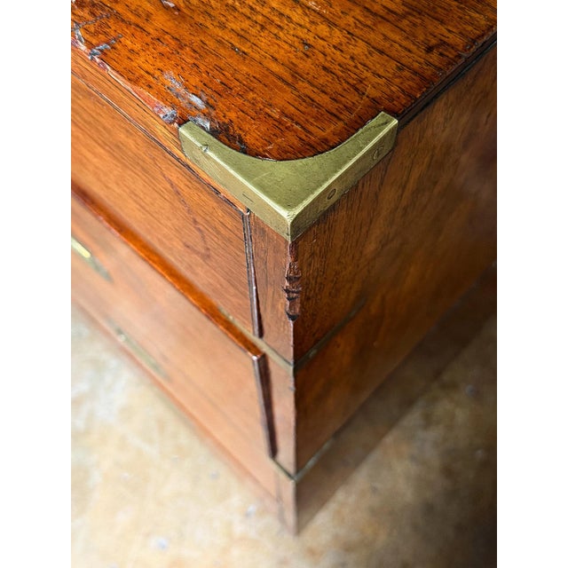 Brown British Military Officer's Campaign Chest or Dresser of Brass-Bound Teak For Sale - Image 8 of 14