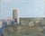 Swedish Artist, Modernist Landscape with a Tall Building, 1960s, Oil on Canvas For Sale