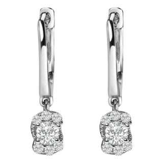 Sterling Silver 1/2 Cttw Lab Grown Diamond Floral Cluster Drop Earrings For Sale