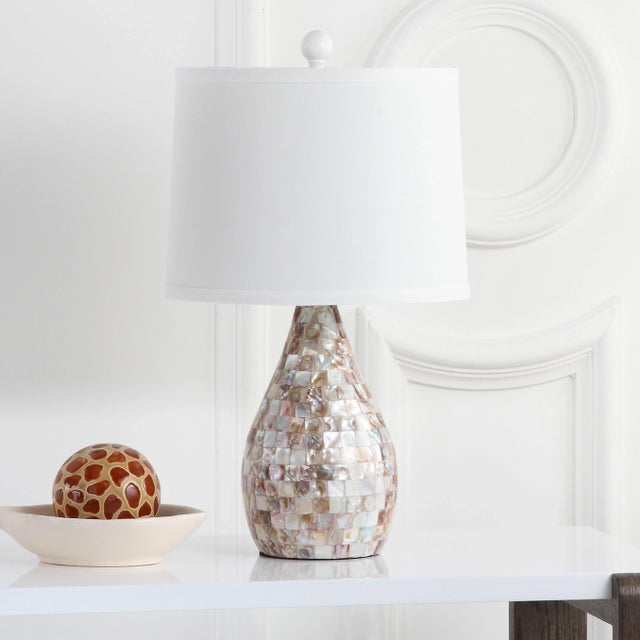 20.5 Inch H Capiz Shell Table Lamp in Ivory - a Pair For Sale - Image 4 of 8