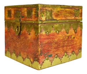 Vintage Handmade Decorative Brass Wood Hinged Trinket Box