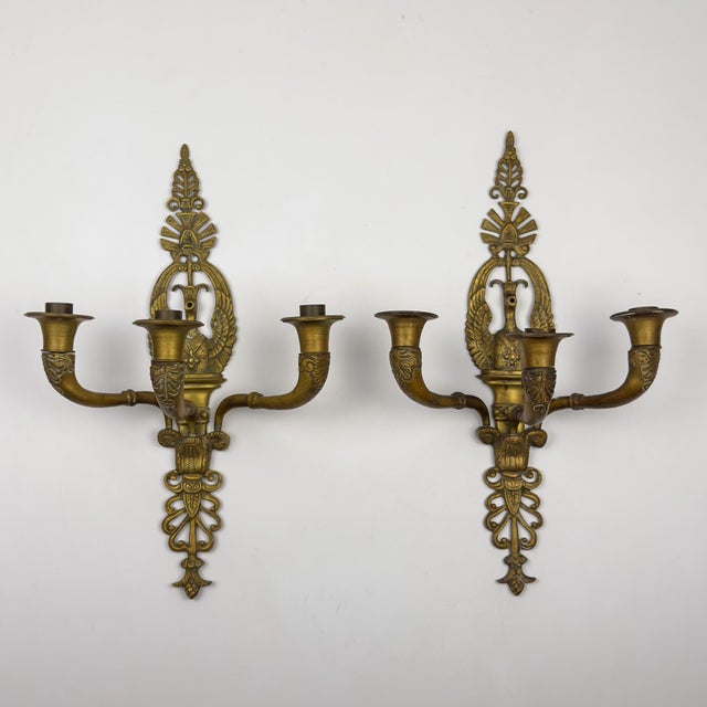 Antique Empire Bronze Wall Candle Sconces, Italy, 1890s, Set of 2 For Sale - Image 18 of 18