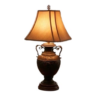 1970s Large, Heavy-Weight Cast Bronze Neoclassical Urn Table Lamp For Sale
