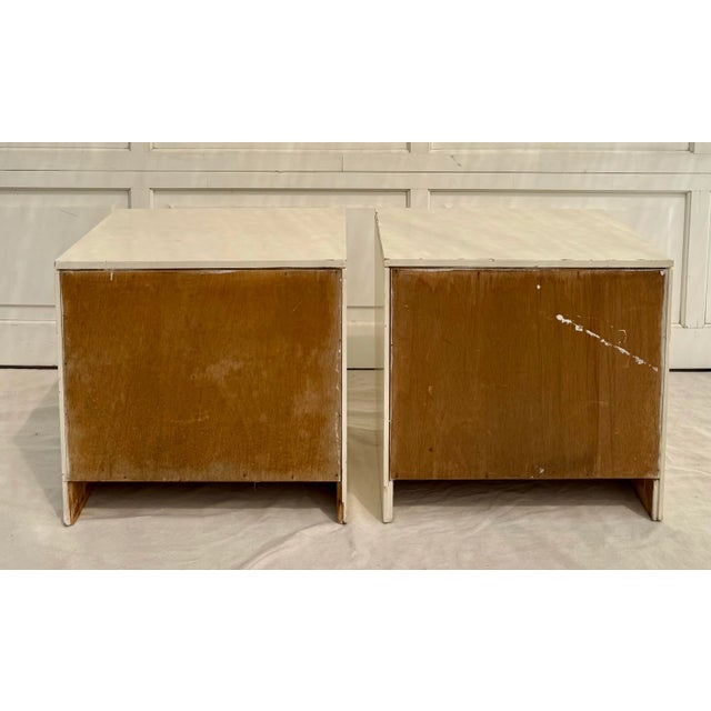 1970's Pair of White Campaign Nightstands For Sale - Image 12 of 12