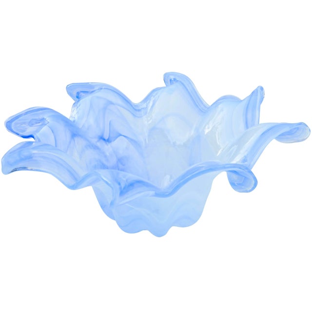 Mid-Century Modern Mid 20th Century Lavorazione Arte Murano Art-Glass Centerpiece With Blue Hues For Sale - Image 3 of 8