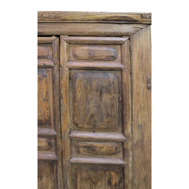 Brown Naturally Aged 4 Panel Elm Cabinet For Sale - Image 8 of 12