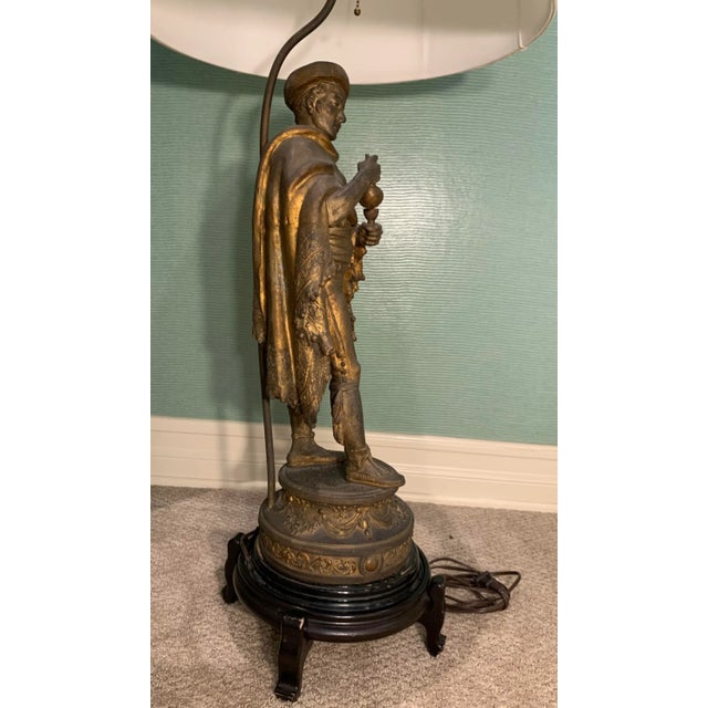 Traditional Vintage Mid 20th Century Figural Brass Lamp For Sale - Image 3 of 11