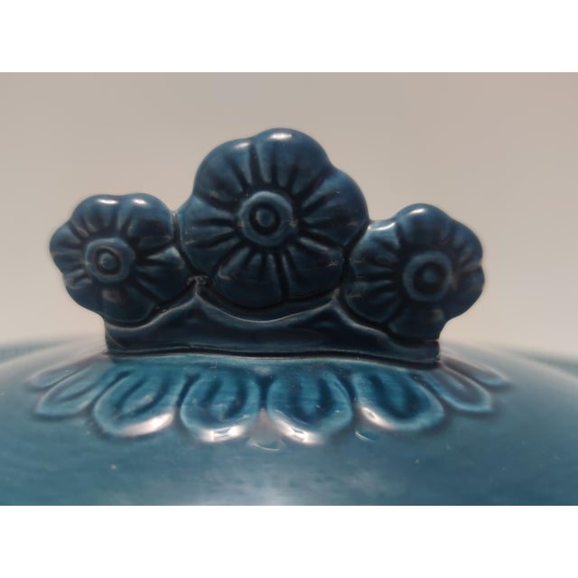 Ceramic Vintage Italian Margherita Centerpiece in Blue Earthenware attributed to A. Campi for Laveno, 1965 For Sale - Image 7 of 16
