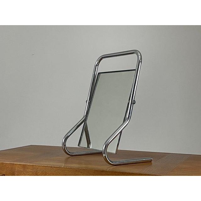 Bauhaus Style Chrome Table Mirror, 1970s For Sale - Image 4 of 9