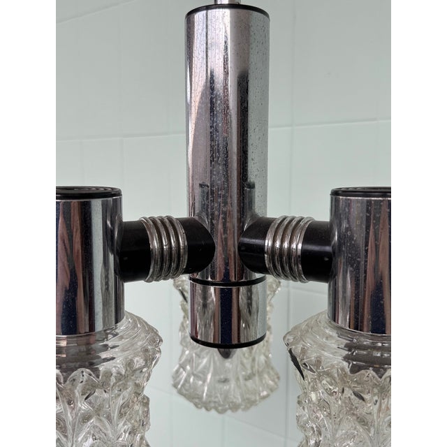 Metal Italian Pendant Light in Glass and Steel from Targetti, 1970s For Sale - Image 7 of 18