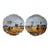 Pair of French Hand-Painted Porcelain Coastal Plates Signed Francis For Sale