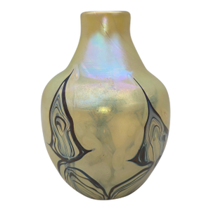 1970s Iridescent Feathered Art Glass