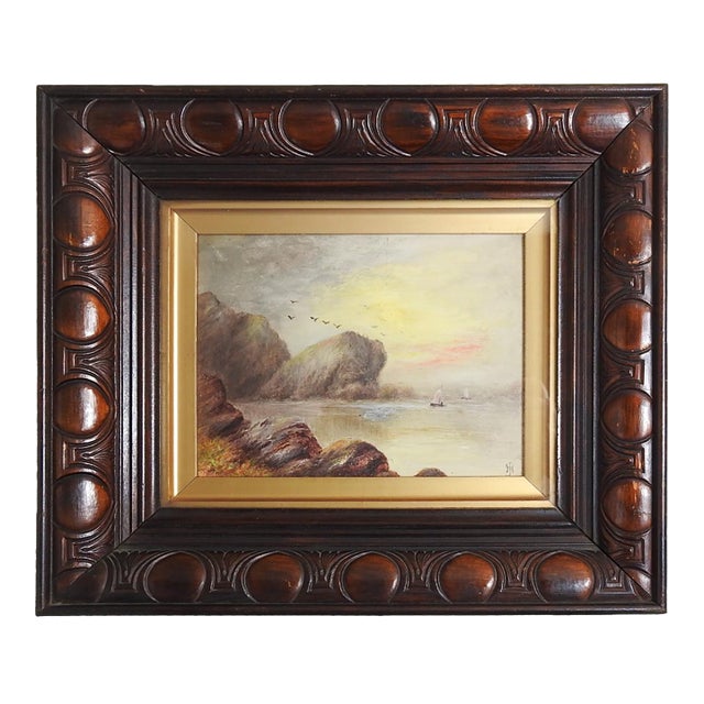 1911 Evening at Cornwall Rocky Coast Painting For Sale