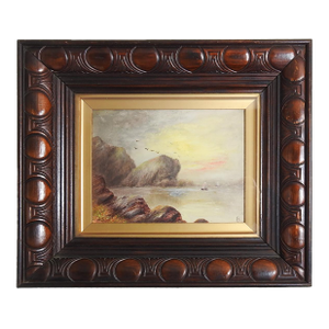 1911 Evening at Cornwall Rocky Coast Painting