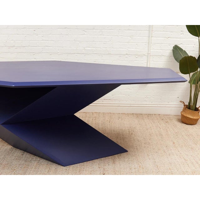 Rare 1970’s Origami Dining Table by Don S. Shoemaker in Blue For Sale In Los Angeles - Image 6 of 12