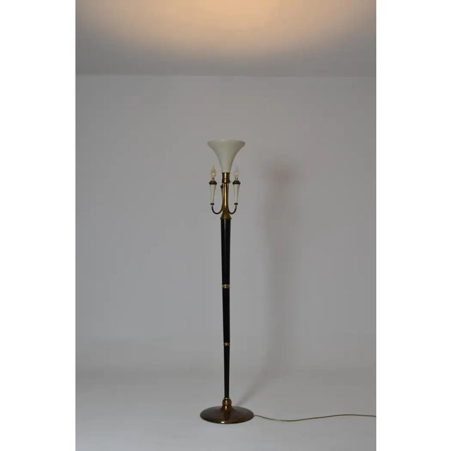 Italian Mid-Century Modern Sculptural Brass and Lacquered Floor Lamp, 1950s For Sale - Image 13 of 13