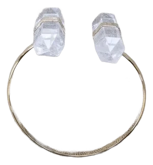 Quartz Crystal Gold Plated Wire Cuff Bracelet