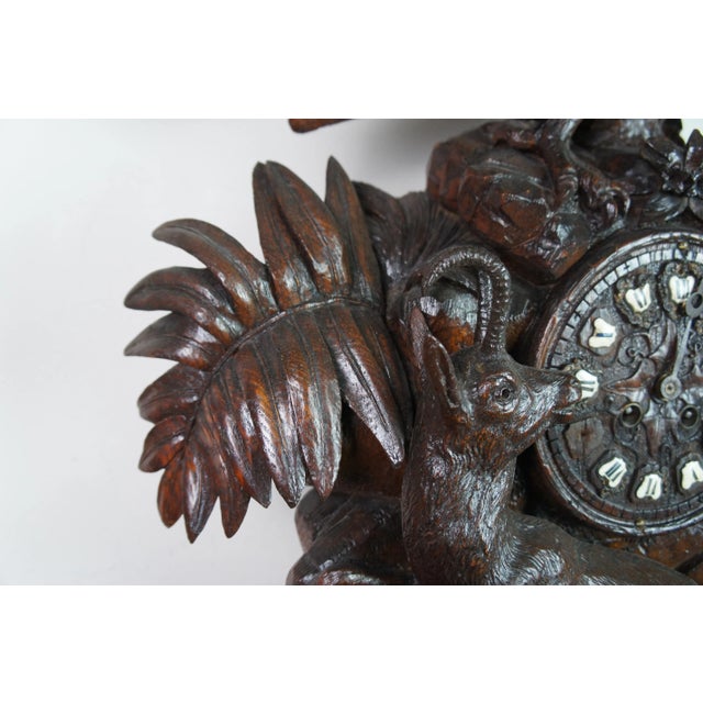 Mid 19th Century Antique German Black Forest Eagle Chamois Mantel Hunt Clock For Sale - Image 5 of 13