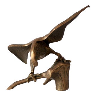 Mid-Century Brass Eagle Sculpture For Sale