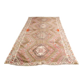1950s Decorative Earthy Tone Floor Art Kilim For Sale