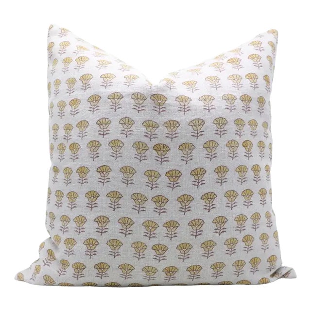 Fabdivine Artisan Block Print Throw Pillow Cover 14x36 Inch Thick Linen- Kohinoor For Sale