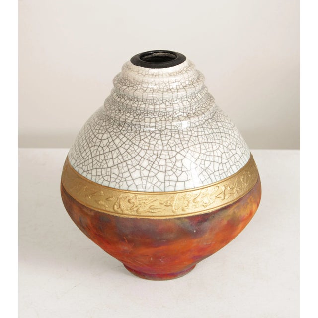 George M. Blackman Raku Pottery Vase For Sale - Image 4 of 12