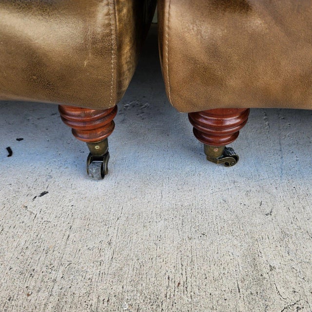 Top Grain Leather Club Chairs Pair For Sale - Image 12 of 12