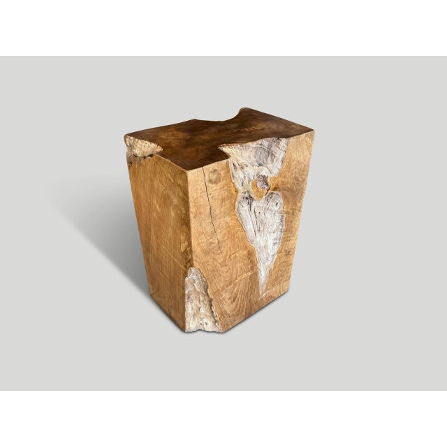 Andrianna Shamaris Sculptural Teak Wood Side Table Or Pedestal For Sale - Image 12 of 18