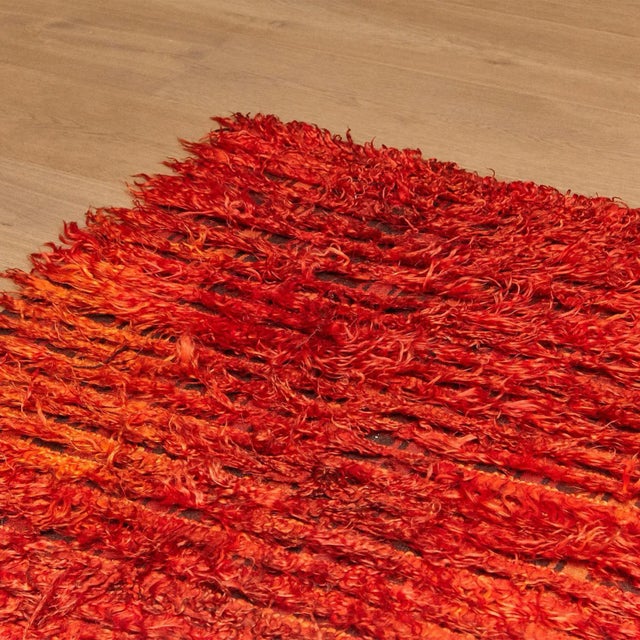 Textile Turkish Hand Knotted Orange Wool Rug, 1980s For Sale - Image 7 of 18