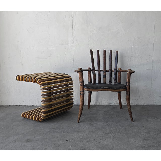 Contemporary Slatted Palmwood Luxor Side Table by Pacific Green For Sale - Image 3 of 9