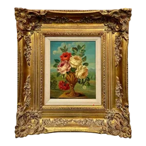 Vintage Boho Floral Still Life Oil on Board Signed by the Artist