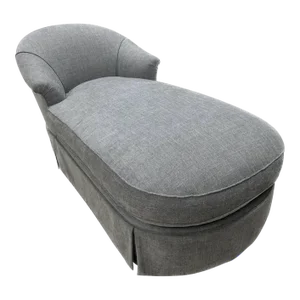 Contemporary Italian Chaise Lounge in Gray Chenille Fabric - Skirted With a Loose Seat Cushion