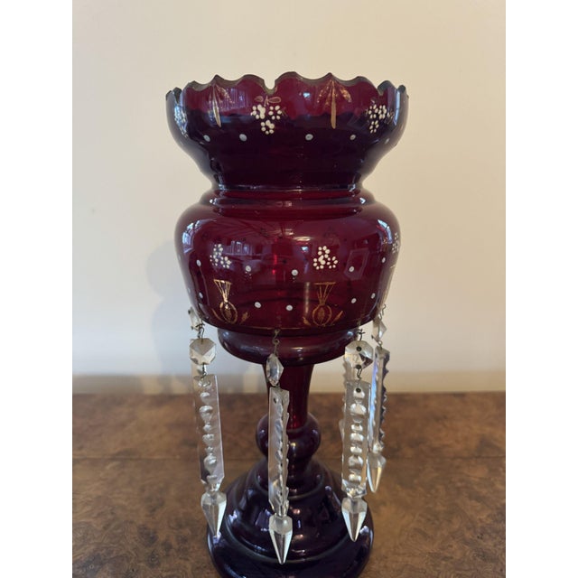 Mid 19th Century Large Antique Victorian Ruby Glass Lustre, 1860 For Sale - Image 5 of 6