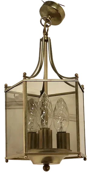 Art Deco Brass and Glass Lanterns, 1960s, Set of 2