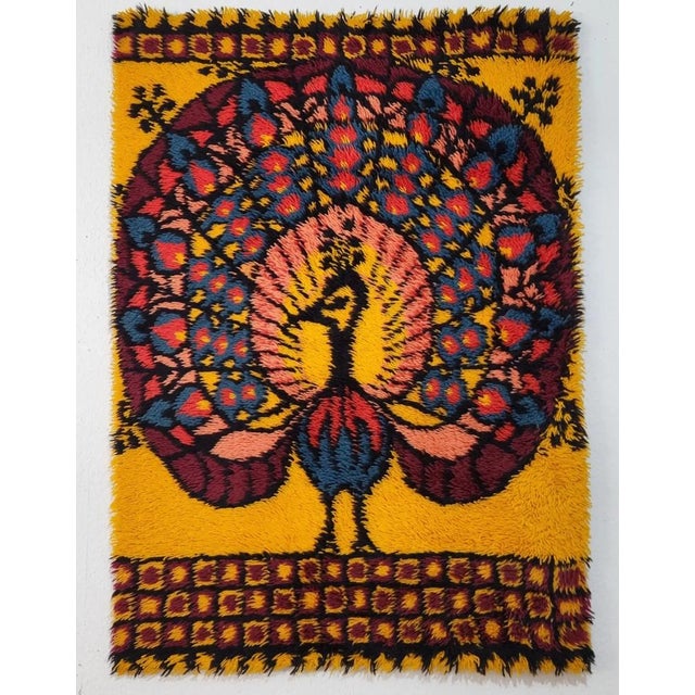 1970s Peacock Tapestry or Rug by Ege Taepper, Denmark, 1970s For Sale - Image 5 of 5
