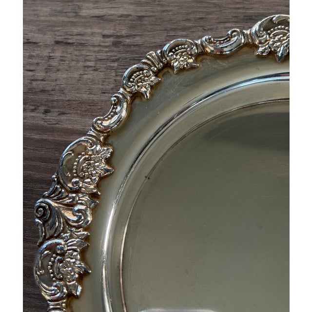 1970s Baroque by Wallace Vintage Silver-Plate Wine Coaster For Sale - Image 5 of 11