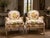 A beautiful pair of Yale R. Burge Bergère armchairs with classic French-inspired lines and a wonderfully decorative...