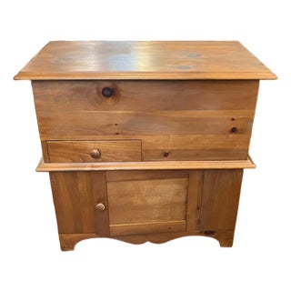 Late 20th Century Rustic Pine Wood Dry Sink Cabinet / Blanket Chest – Country Primitive Storage For Sale