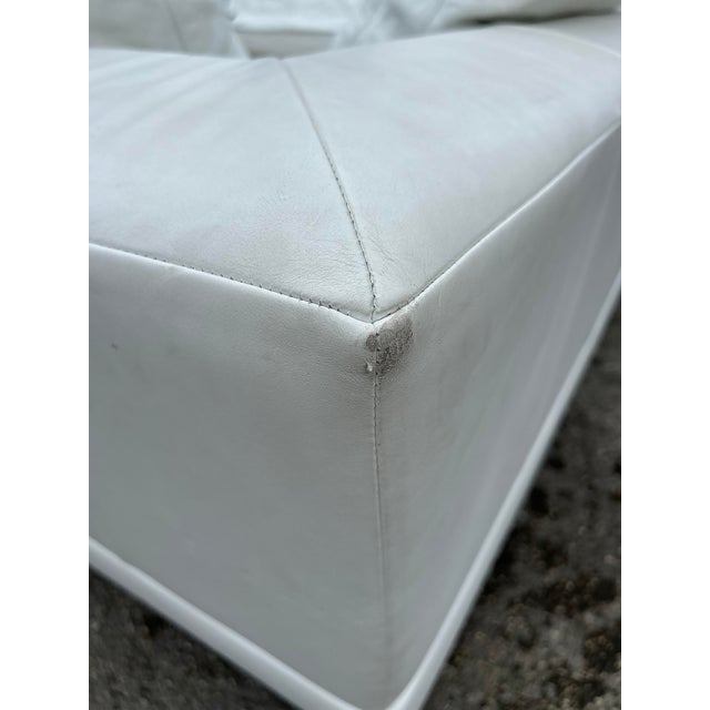 Rolf Benz Leather Sectional Sofa and Ottoman With Glass Attached Side Table For Sale - Image 15 of 16