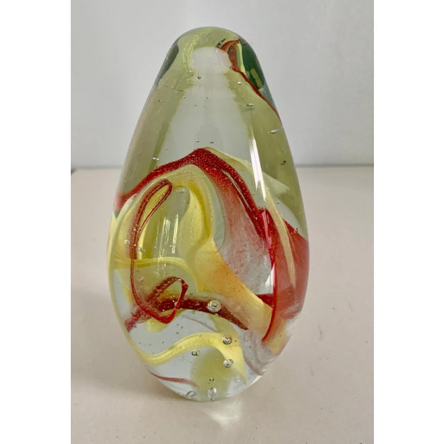 Mid-Century Modern Mid-Century Modern Murano Glass Egg Shaped Elliptical Paperweight For Sale - Image 3 of 7