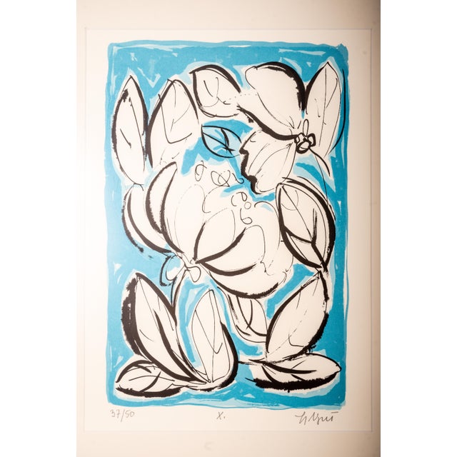Late 20th Century Limited Edition European Modernist Screenprints – Signed Ljerka Njerš – Museum Framed Statement Art Pair - Plants For Sale - Image 6 of 7