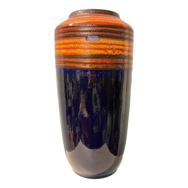 Vintage Fat Lava Floor Vase from Scheurich, 1970s For Sale