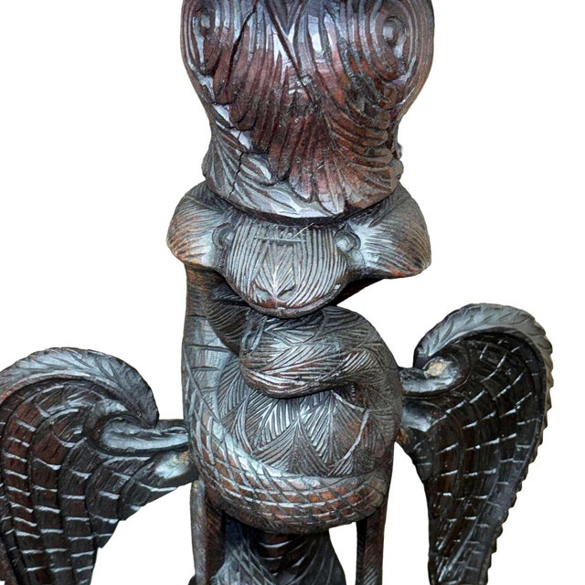 Black 19th Century Anglo Indian Carved Bird & Serpent Wooden Blackwood Plant Stand For Sale - Image 8 of 10