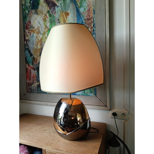 Metal French Ceramic Table Lamp, 1980s For Sale - Image 7 of 17